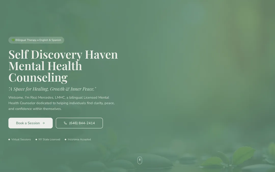 Self Discovery Haven Mental Health Counseling website: the home page
